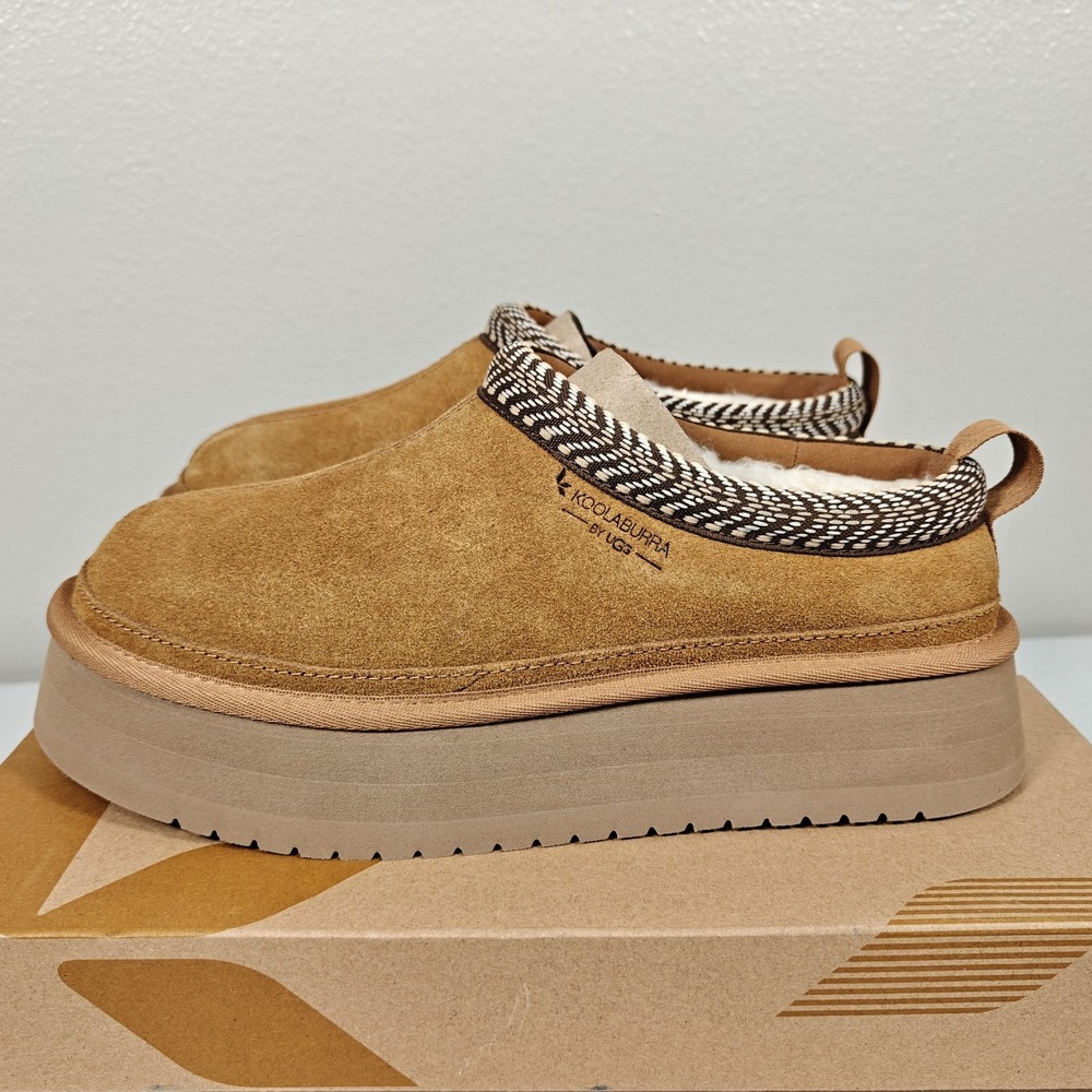 Koolaburra by UGG Burree Platform Slippers Women's 8 Chestnut Slip On New - Picture 4 of 8